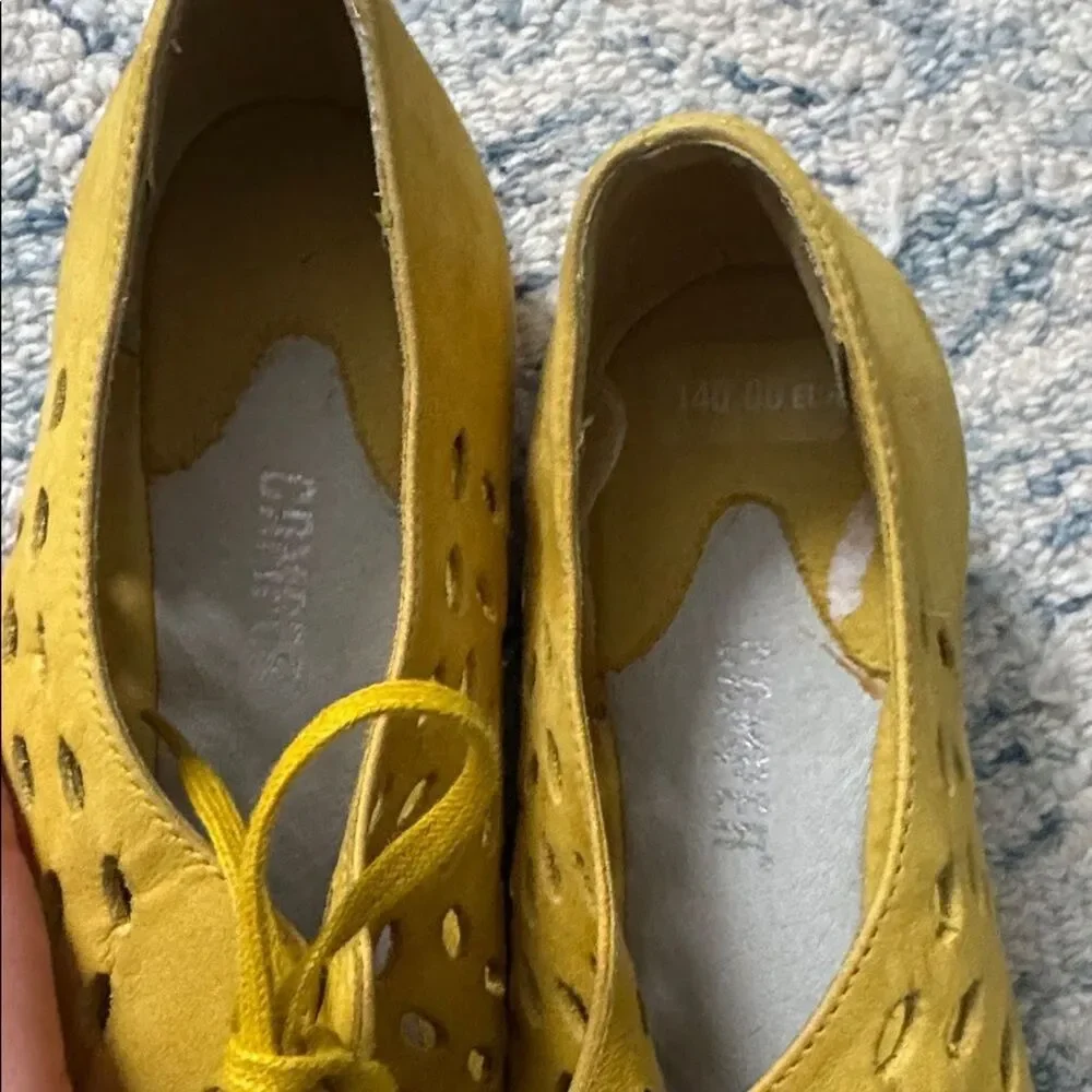Camper holy yellow suede Niki cutout flats 38
